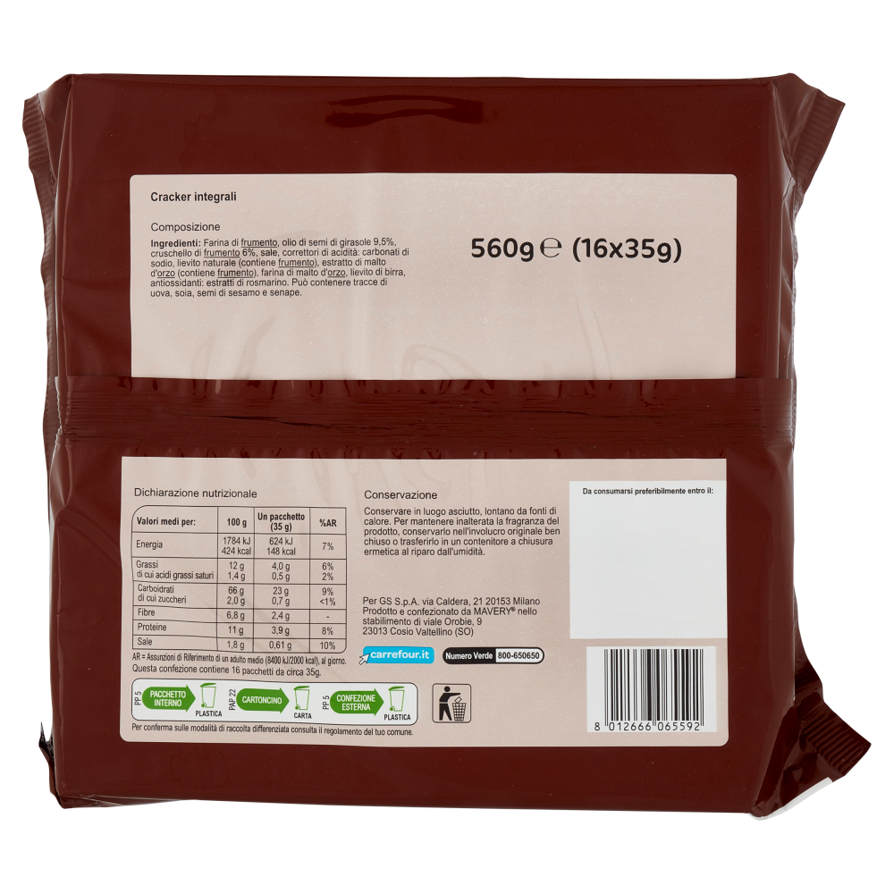 Carrefour Classic Cracker Integrali 16 x 35 g