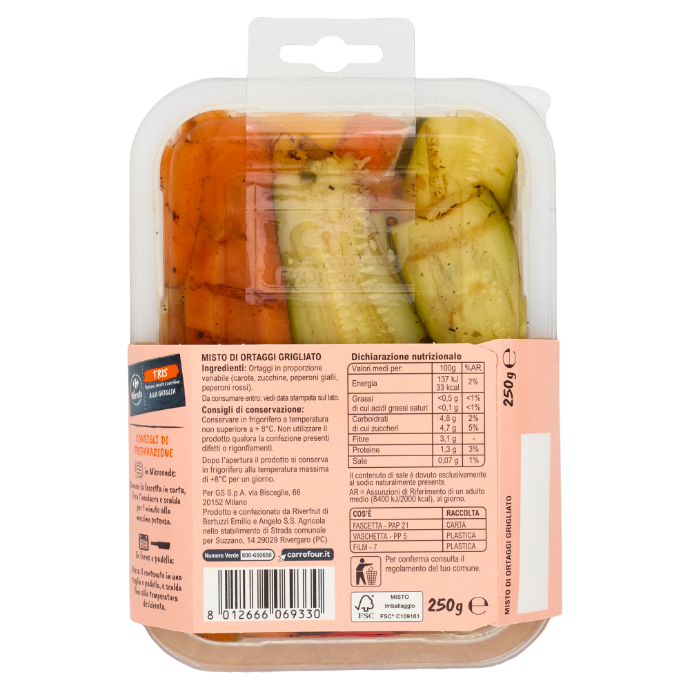 Carrefour il Mercato Tris Peperoni, carote e zucchine alla Griglia 250 g