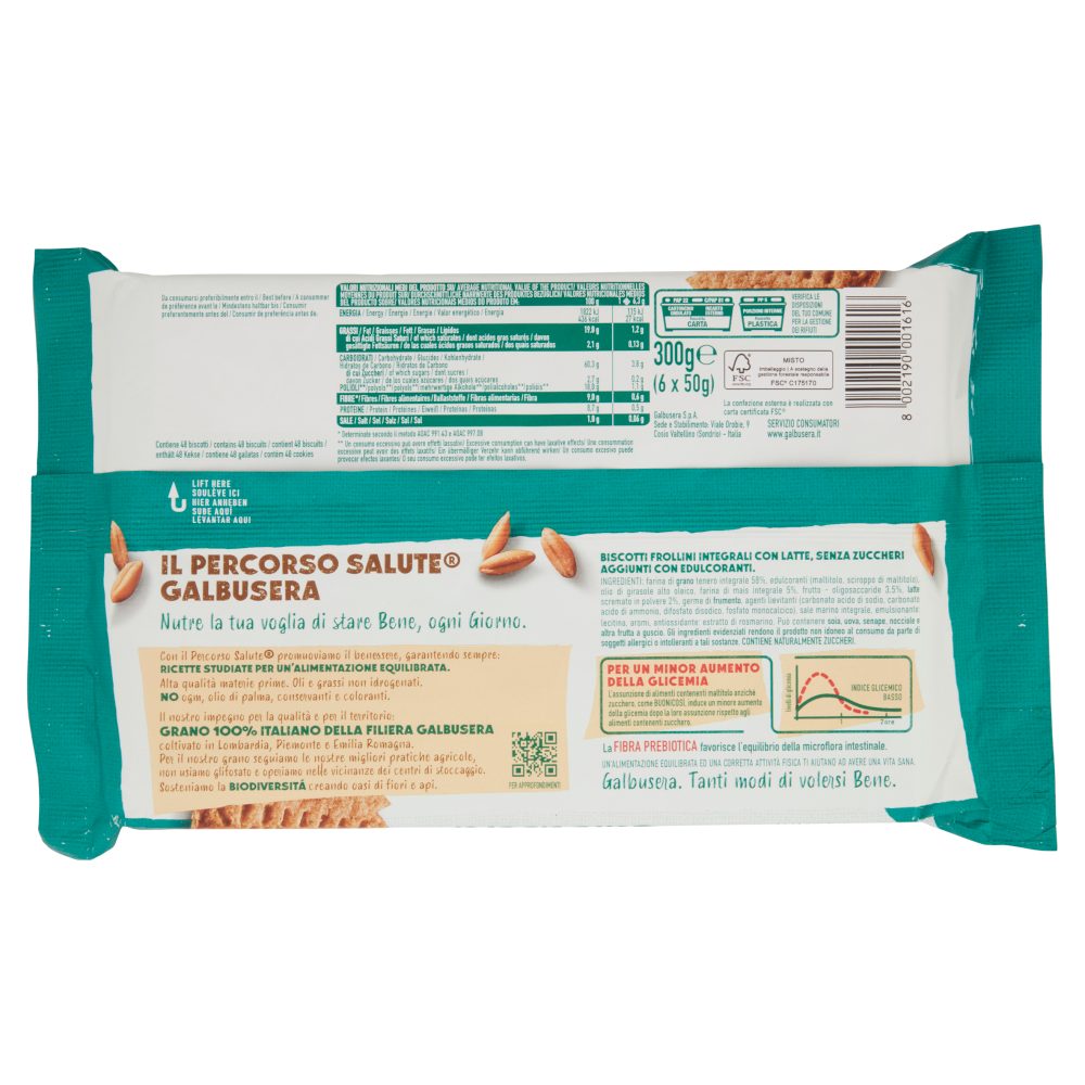 Galbusera BuoniCosi Senza Zuccheri Aggiunti Integrale Latte 6 x 50 g