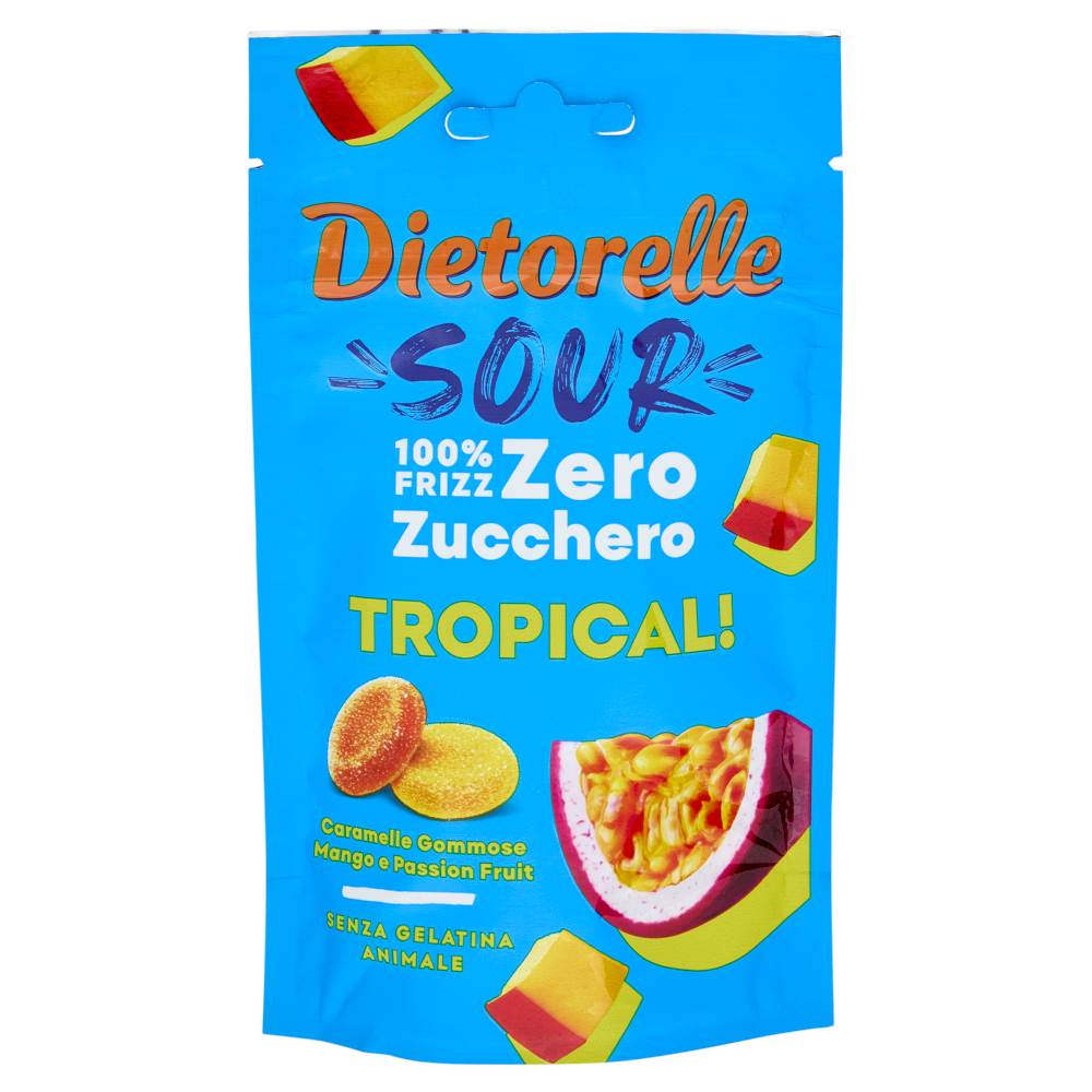 Dietorelle Sour Tropical! Caramelle Gommose Mango e Passion Fruit 70 g