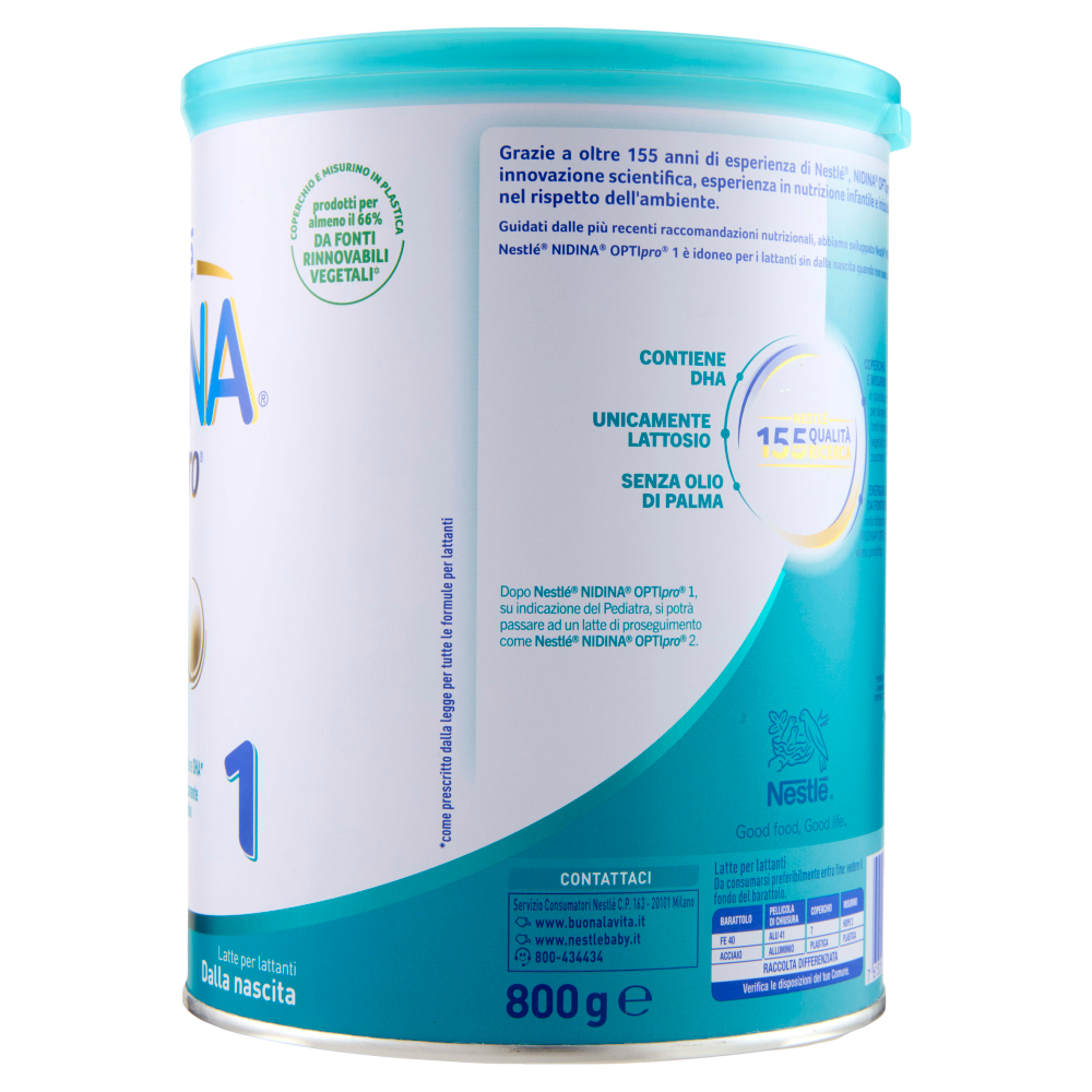 NESTLÉ NIDINA Optipro 1 Latte per lattanti in polvere dalla nascita Latta 800g