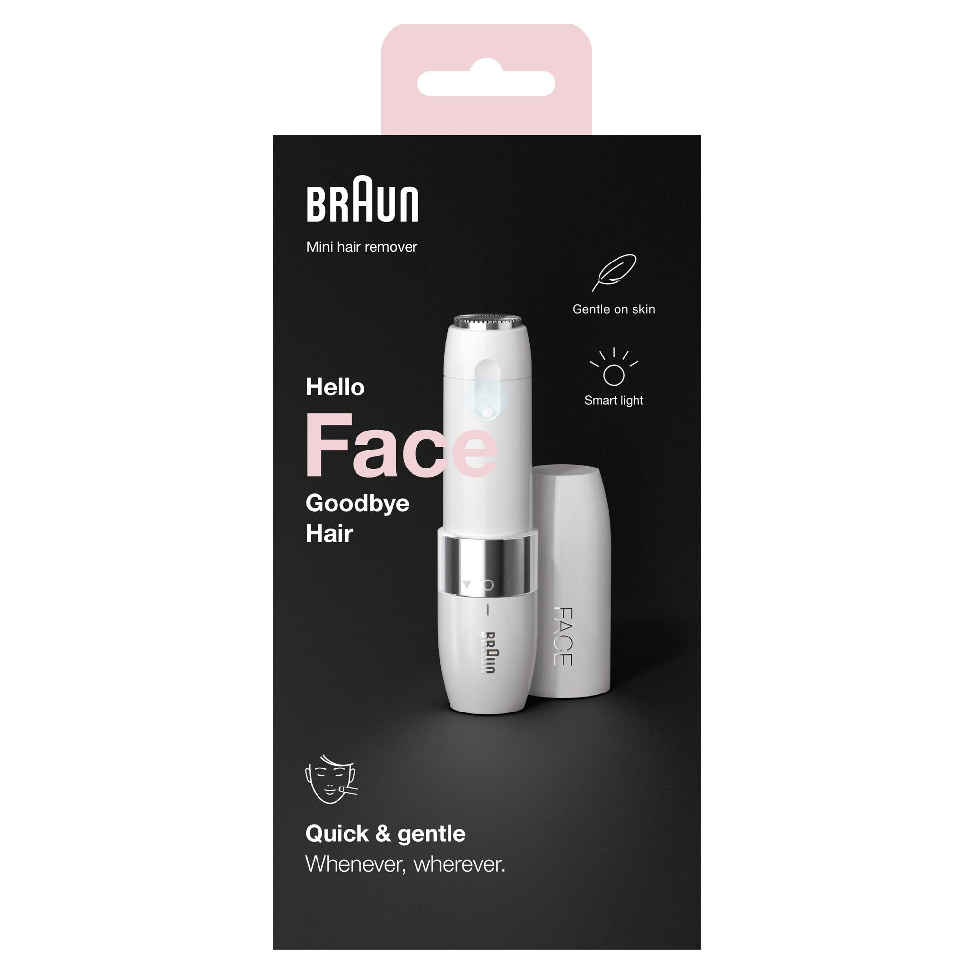 Braun Face FS1000 Mini Depilatore Donna, Depilazione Elettrica Viso, Facile E Veloce, Tocco Finale Per Baffetti, Mento E Guance, Per Un Make-up Pi&ugrave; Semplice, Ideale In Viaggio, Con Luce Smartlight, Bianco
