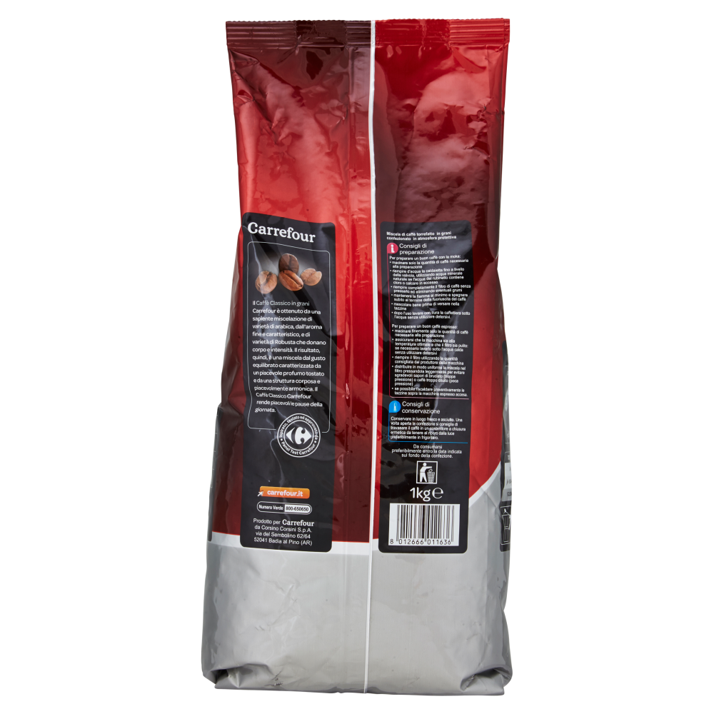 Carrefour Caff&egrave; classico in grani Miscela tradizionale 1 kg