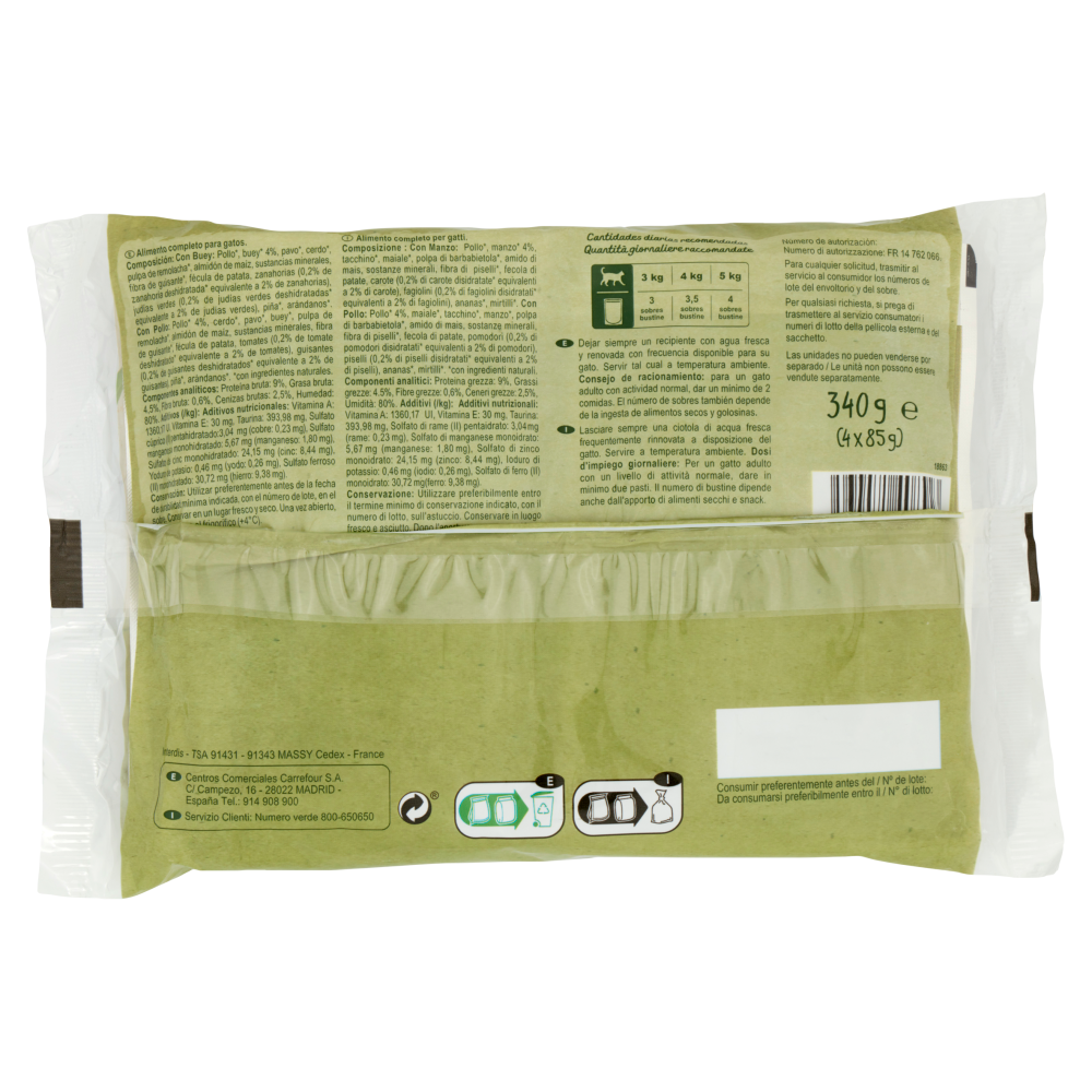 Carrefour Companino Naturally Filettini in salsa x2 con Manzo x2 con Pollo 4 x 85 g