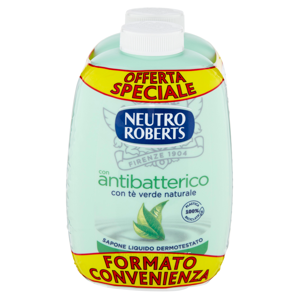 Neutro Roberts con antibatterico con t&egrave; verde naturale Sapone Liquido Ricarica 2 x 200 ml