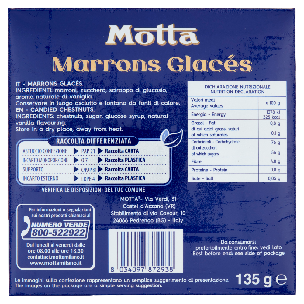 Motta Marrons Glac&eacute;s Marroni italiani interi 135 g