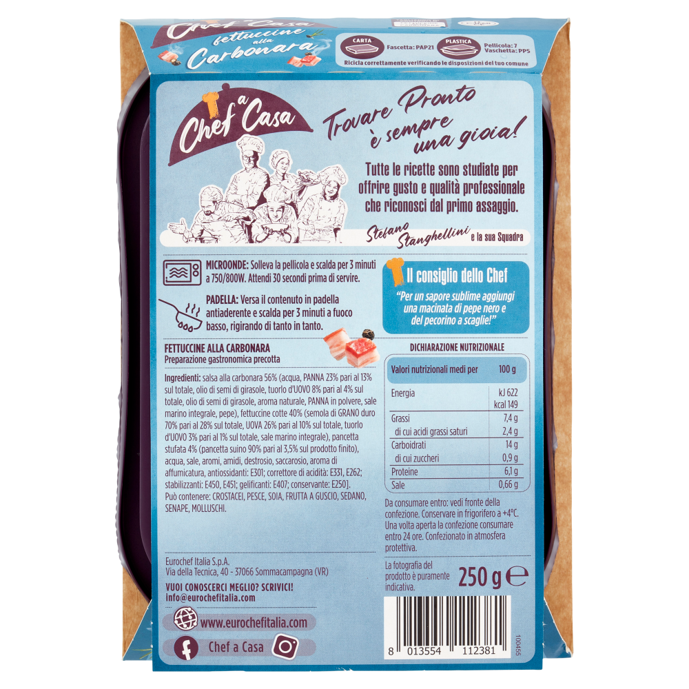 Chef a Casa fettuccine alla Carbonara 250 g