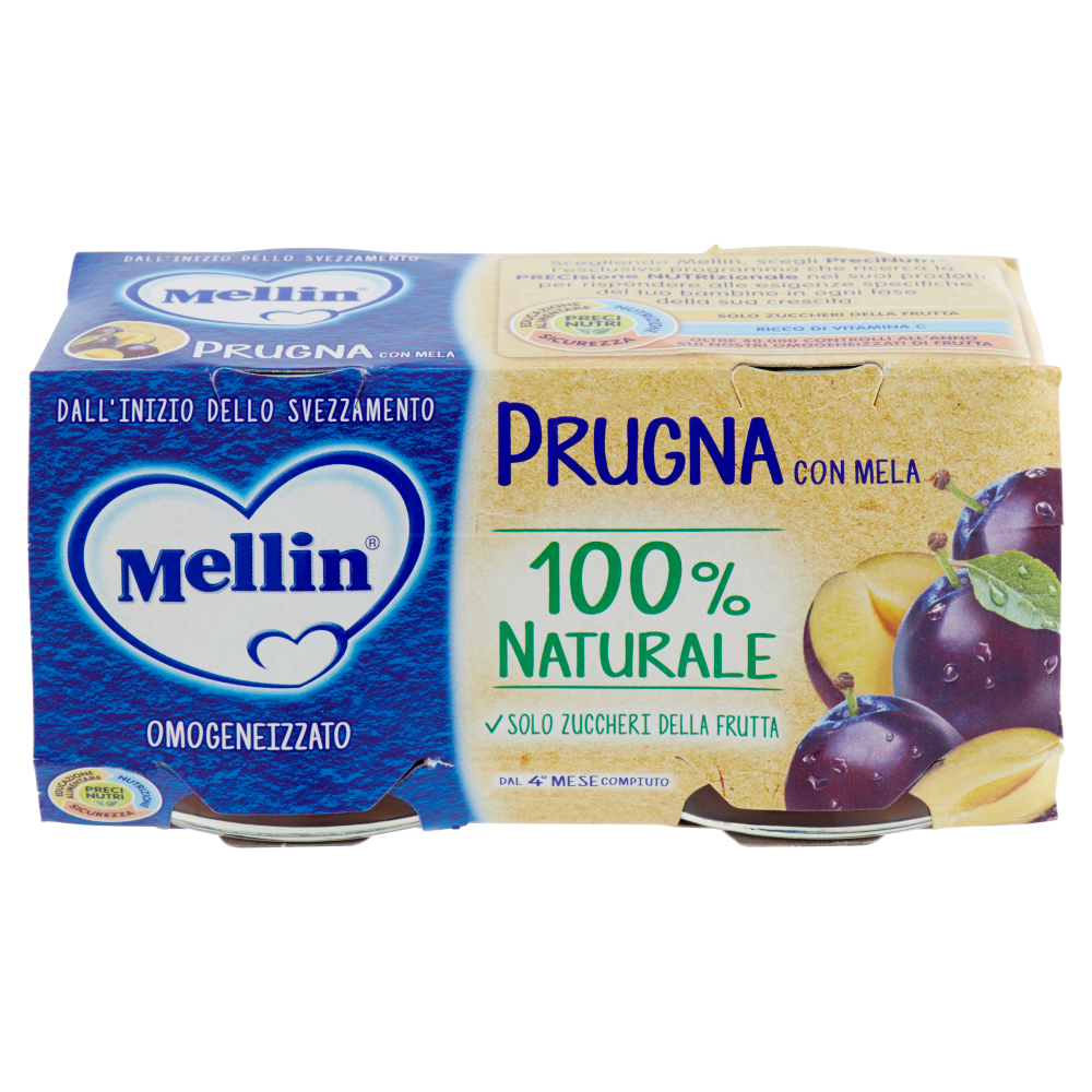 Mellin Prugna con Mela 100% Naturale Omogeneizzato 2 x 100 g