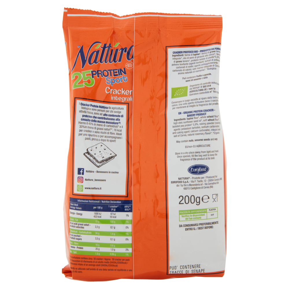 Náttúra 25 Protein Sport Cracker integrali Bio 200 g