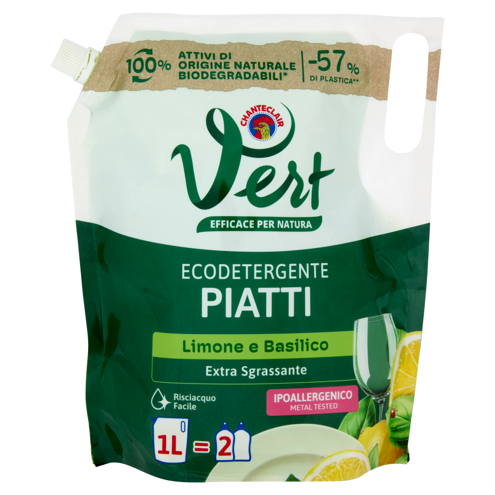 Vert di Chanteclair Ecodetergente Piatti Limone e Basilico 1000 ml