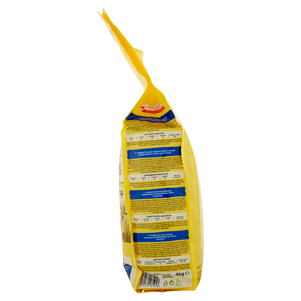 PURINA FRISKIES Gatto con un gustoso mix di&nbsp;Merluzzo e Tonno e con Verdure 4 kg