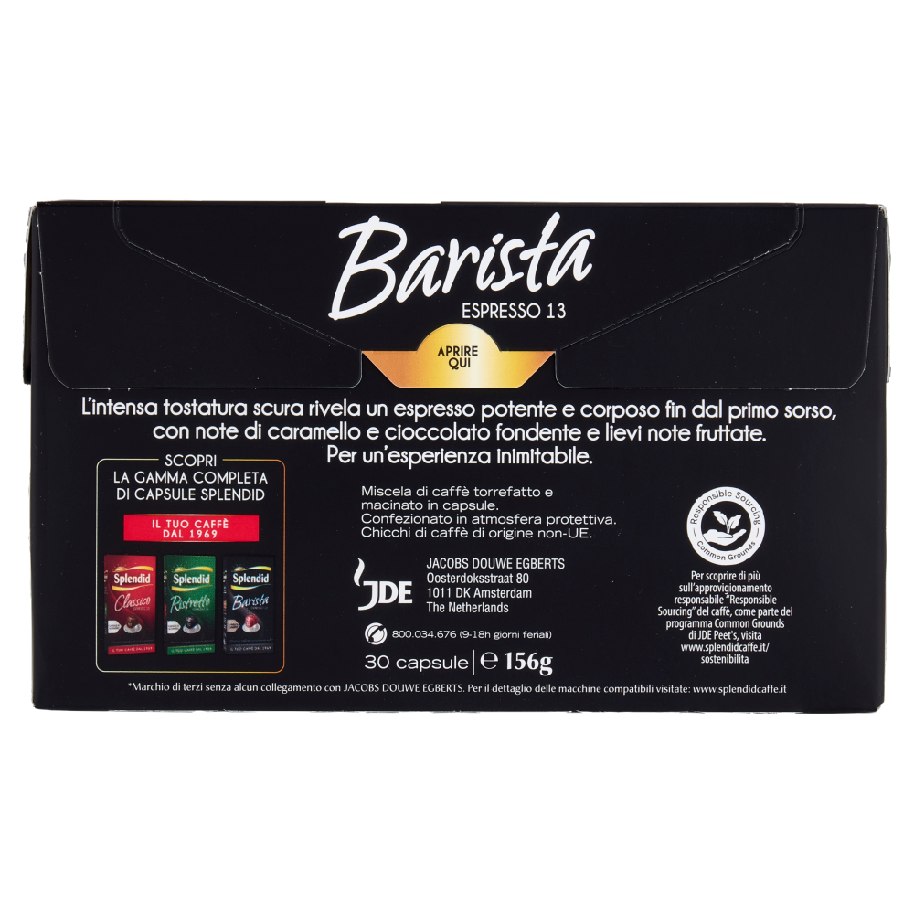 Splendid Barista 13 - 30 Capsule Caffè Compatibili con Macchine Nespresso*® Original 156g