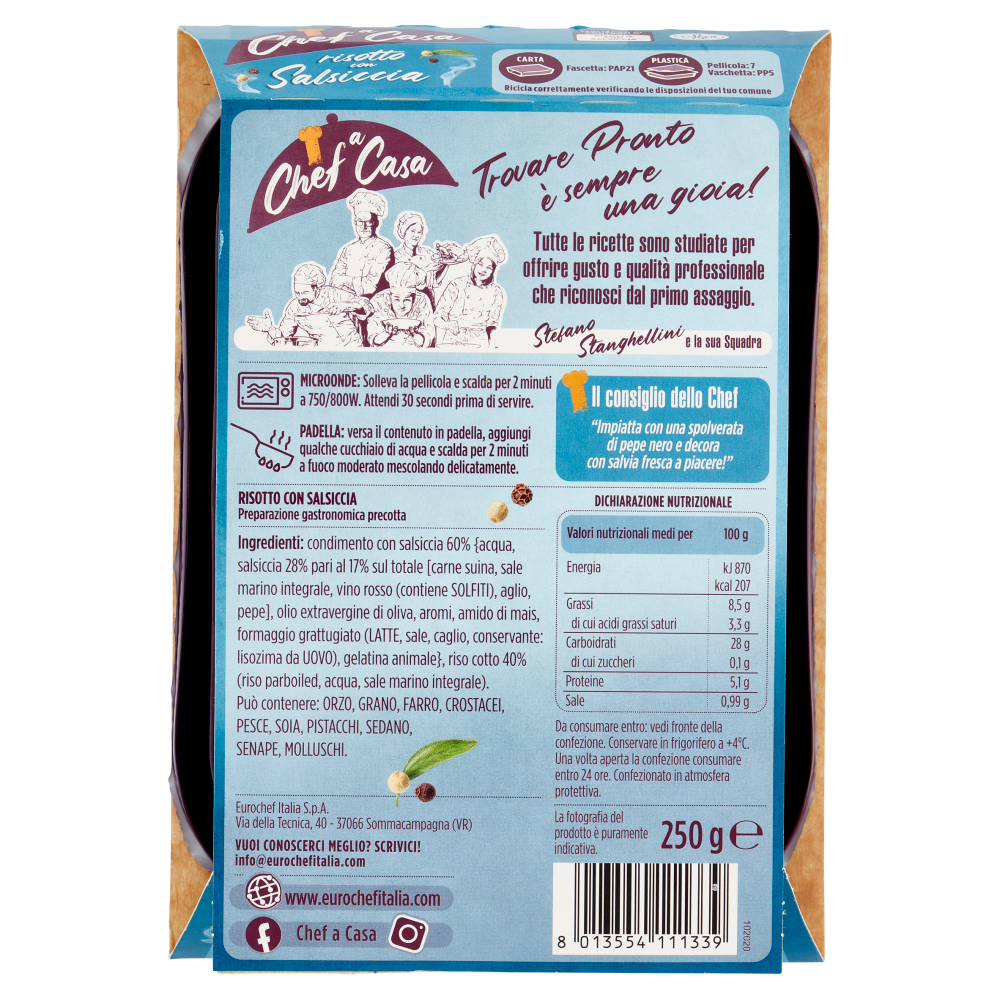 Chef a Casa risotto con Salsiccia 250 g