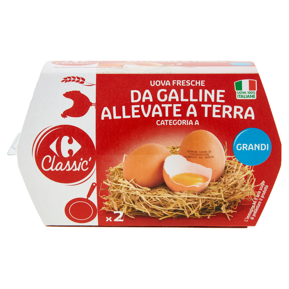 Carrefour Classic Uova Fresche da Galline Allevate a Terra Categoria A Grandi x2