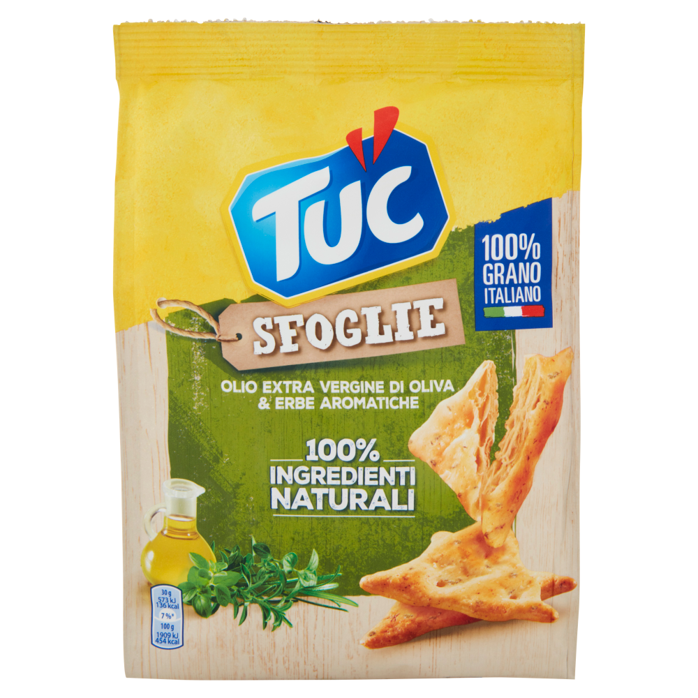 Tuc Sfoglie, crackers con Olio Extra Vergine di Oliva & Erbe Aromatiche - 170 g