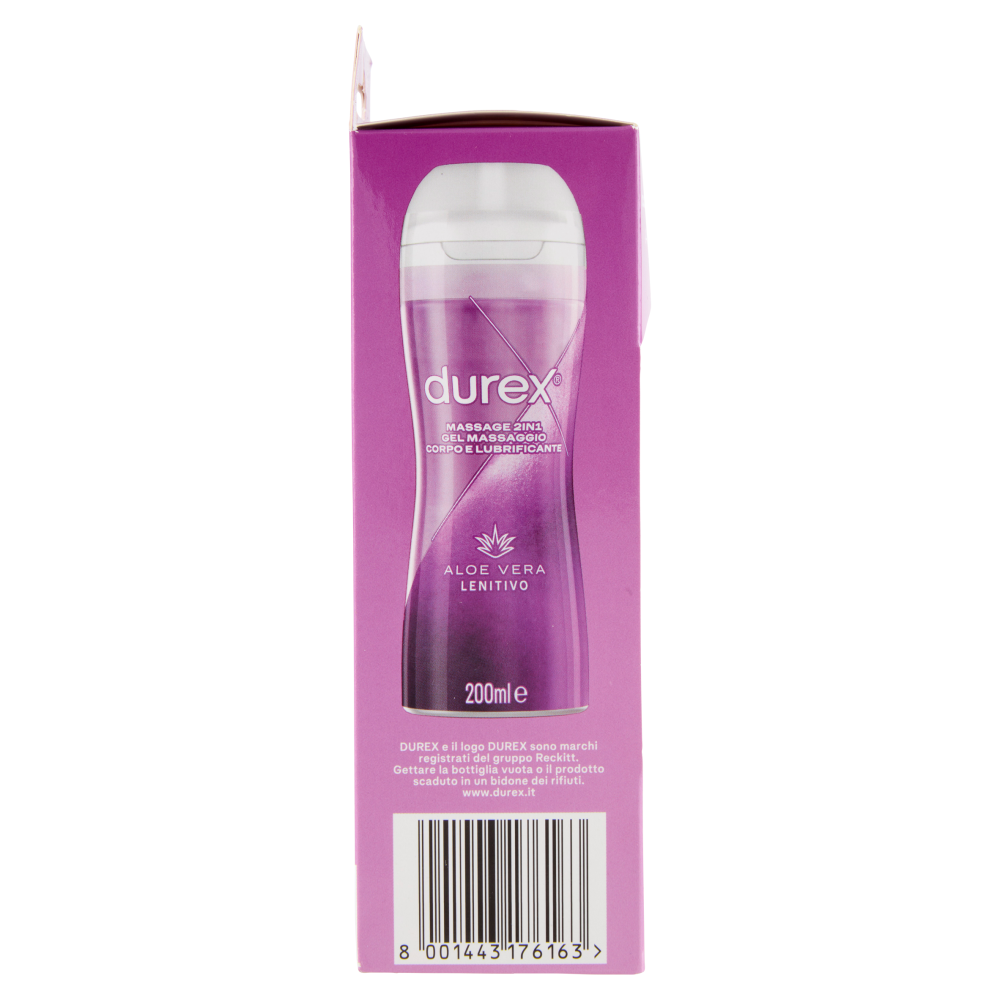 Durex Massage 2 in 1, Gel Lubrificante Intimo a Base Acqua e Gel per Massaggi, con Aloe Vera, 200 ml