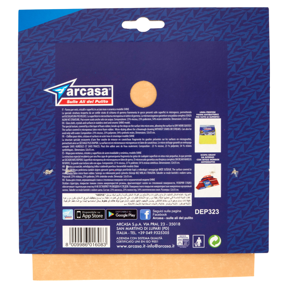 arcasa Linea Activa Shine Panno Vetri Shiuma di Gomma 