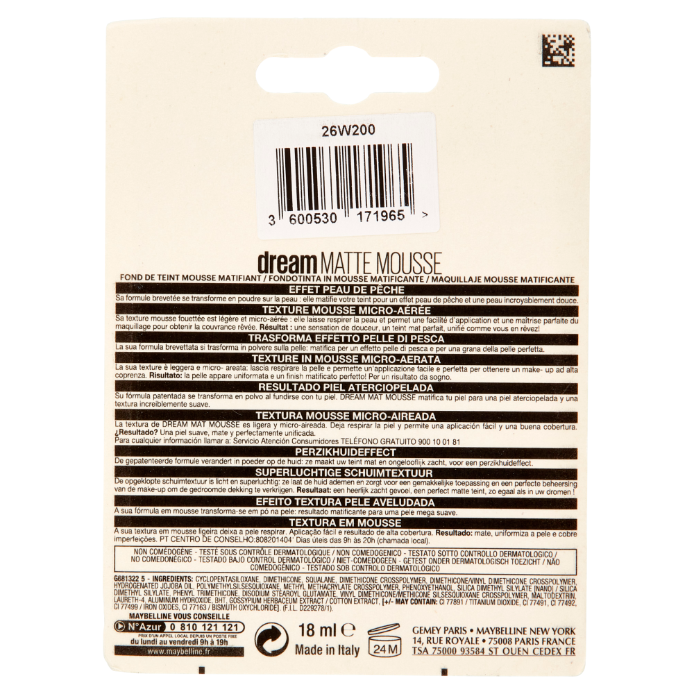 Maybelline New York Dream Matte Fondotinta Compatto in Mousse, 40 Cannella 18 ml