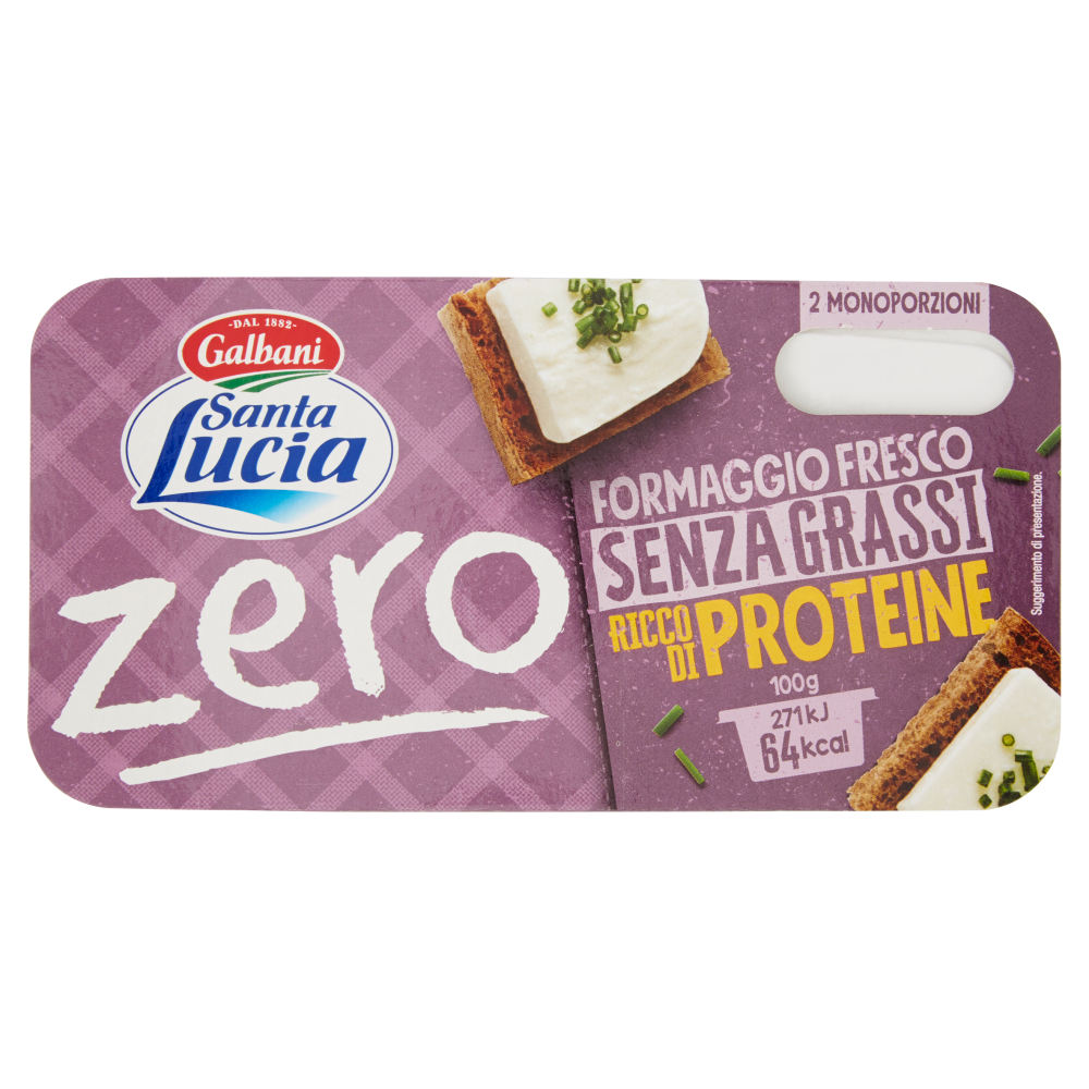 Galbani Santa Lucia Zero Formaggio Fresco Senza Grassi Ricco di Proteine 2 x 100 g
