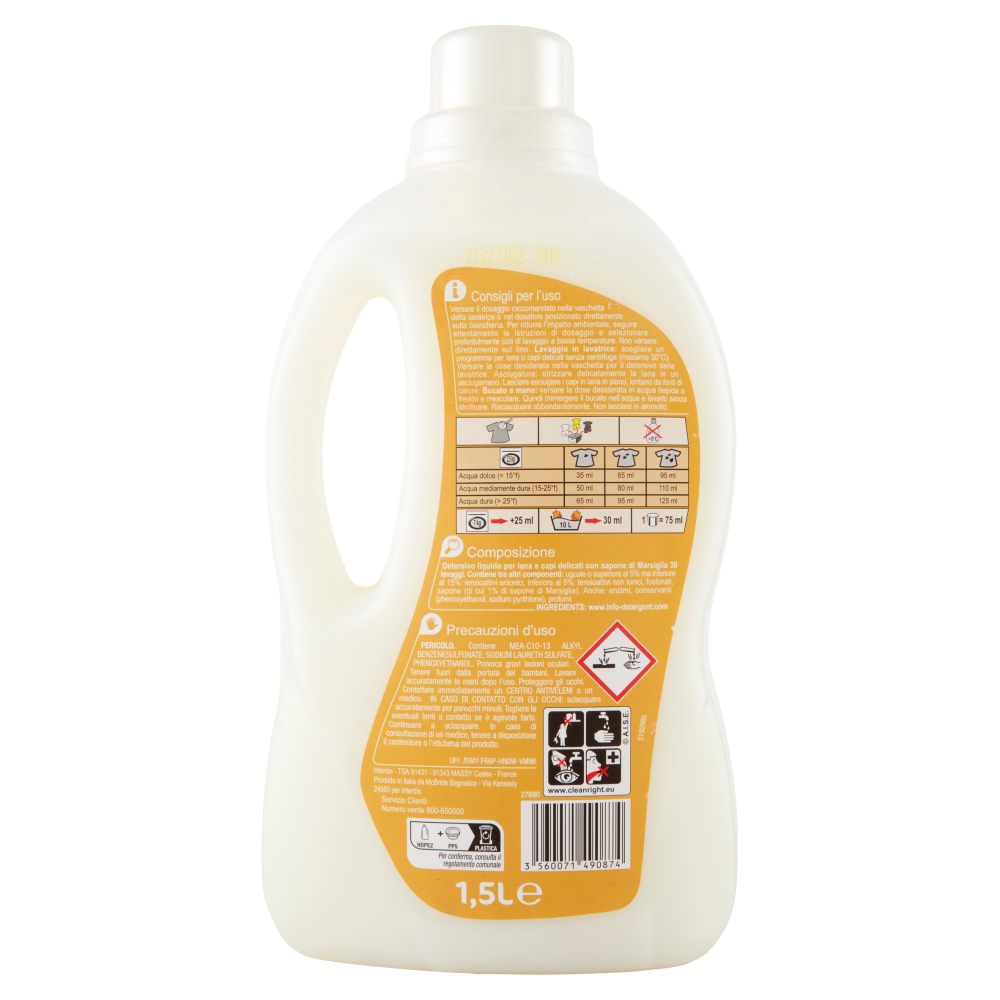 Carrefour Expert Delicate Detergente Bucato con Sapone di Marsiglia 1,5 L