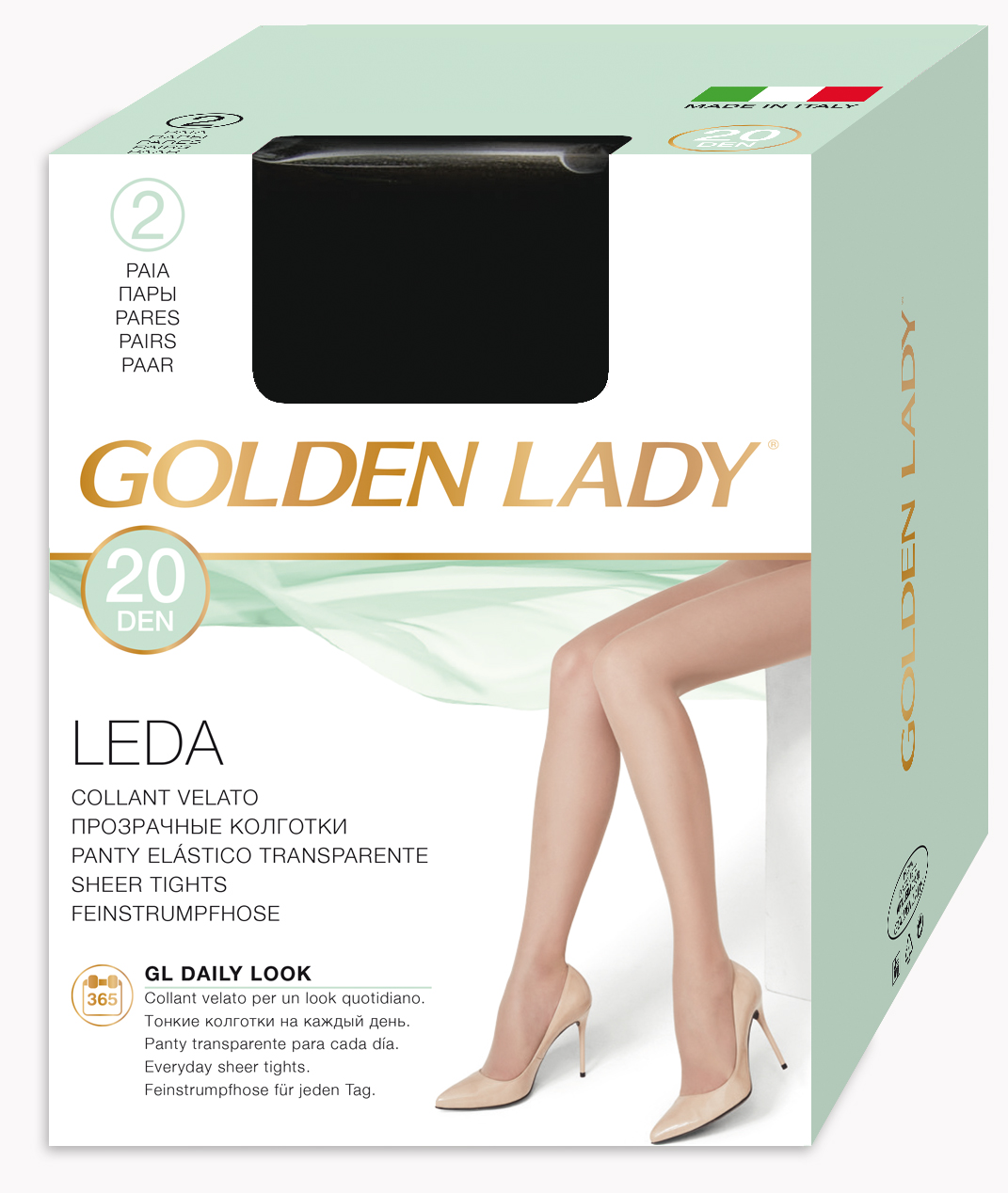 Golden Lady Collant velato Leda 20 Den nero 2 paia taglia 2