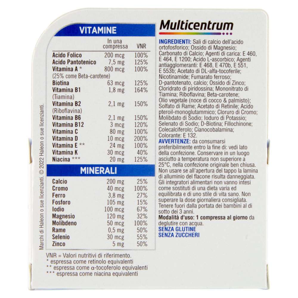 Multicentrum Uomo Vitamina B, D, Magnesio Integratore Multivitaminico Completo 30 cpr 39 g