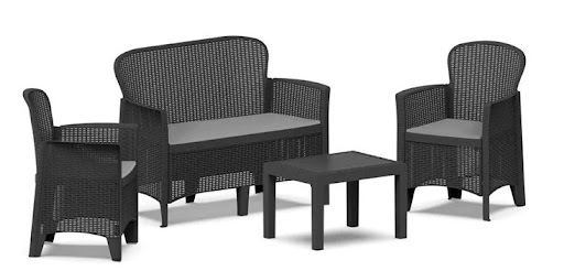 Ipae-Progarden Set Salotto Jungle Antracite Con Cuscini