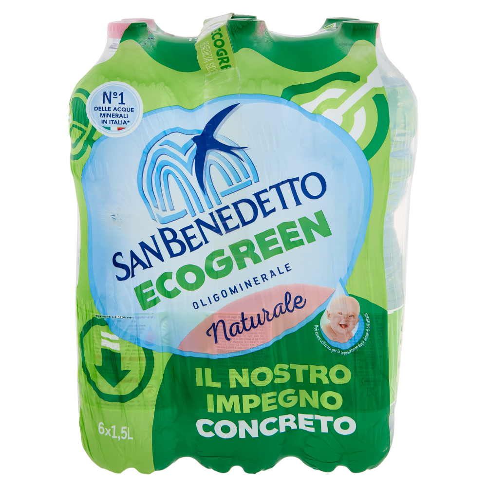 San Benedetto Acqua Naturale Benedicta Scorz&egrave; Ecogreen 6 x 1,5 L 