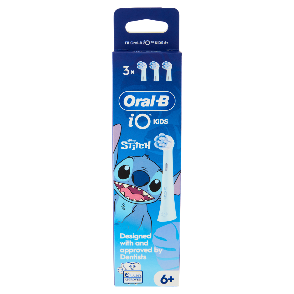 Oral-B iO Kids 6+ Testine di Ricambio per Spazzolino Elettrico Denti Ricaricabile Disney Stitch 3 pz