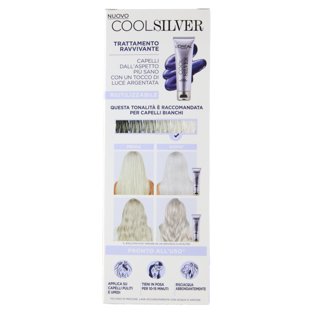 L'Or&eacute;al Paris Cool Silver Bianco Puro Trattamento Ravvivante, per Capelli Bianchi, 114 ml
