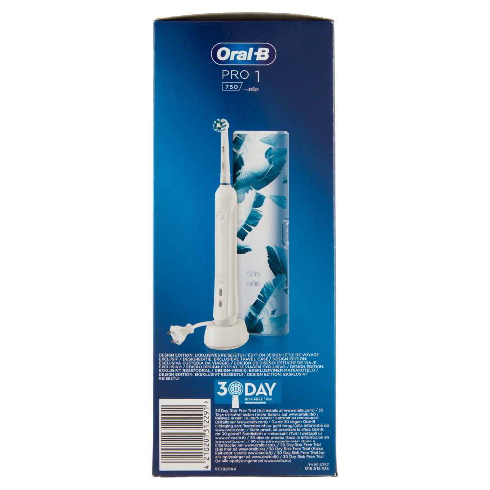 Oral-B Power Spazzolino Elettrico Ricaricabile Pro 1 750 White Design Edition + Custodia Viaggio