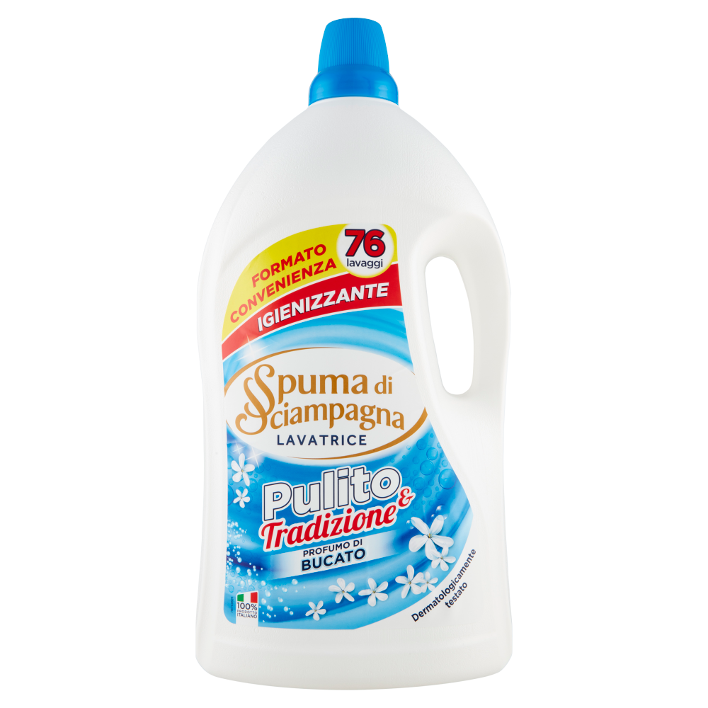 Spuma di Sciampagna Pulito & Tradizione Lavatrice Igienizzante Profumo di Bucato 3800 ml