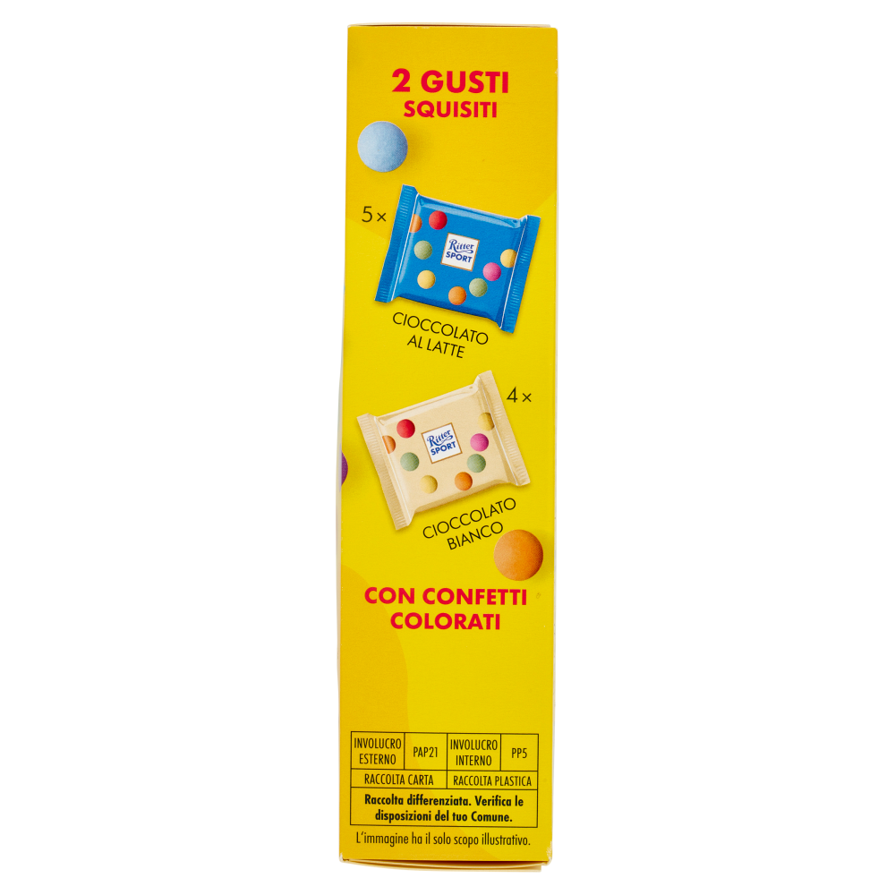 Ritter Sport mini con Confetti Colorati Milk Chocolate 5pz + White Chocolate 4 pz 9 x 16,67 g