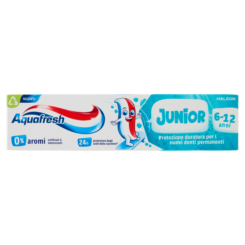 Aquafresh Junior dentifricio bambini igiene dentale denti sani e forti dai 6 anni 50 ml