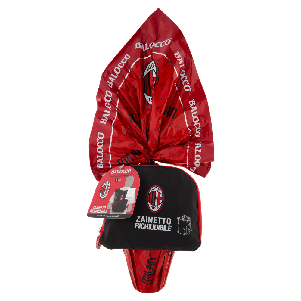 Balocco Uovo di Cioccolato Superiore al Latte AC Milan + gadget esterno (zainetto richiudibile) 320g