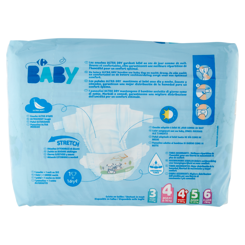 Carrefour Baby Ultra Dry Pannolini 4 Midi 8-16 kg 45 pz