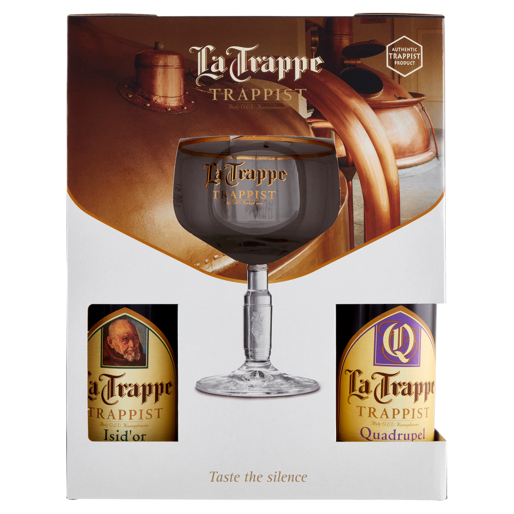 La Trappe Trappist Quadrupel 33 cL + Tripel 33 cL + Blond 33 cL + Isid'or 33 cL + 1 Bicchiere