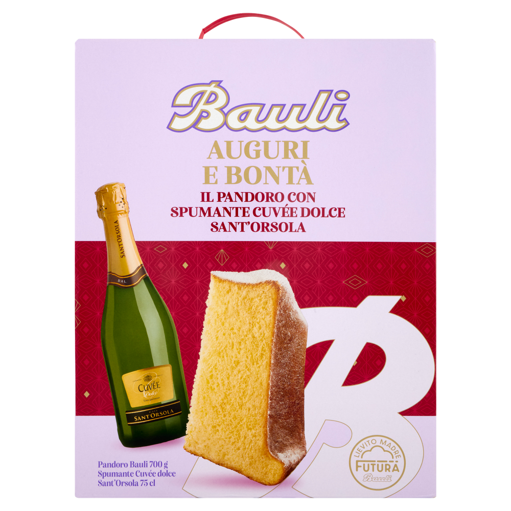 Bauli Auguri e Bont&agrave; Pandoro Bauli 700 g + Spumante Cuv&eacute;e dolce Sant'Orsola 75 cl