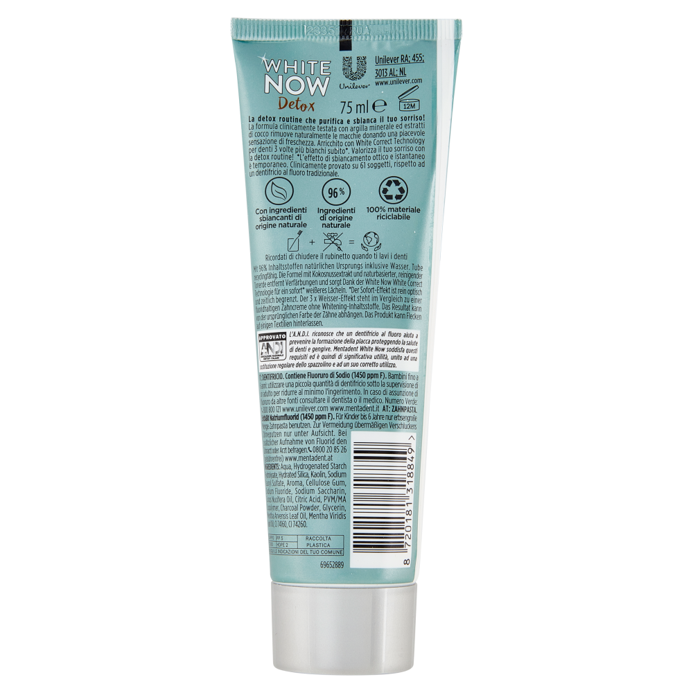 Mentadent White Now Detox Cocco 75 ml
