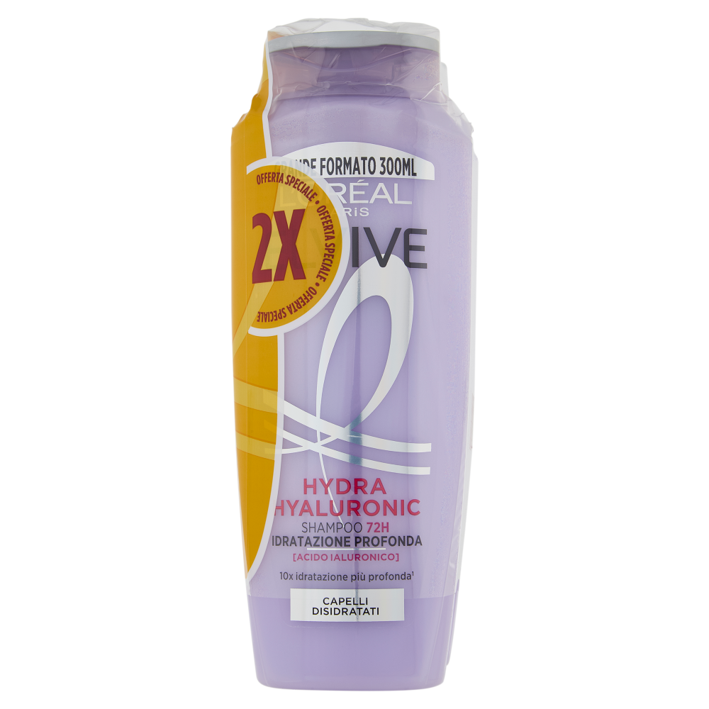 Elvive Hydra Hyaluronic Shampoo 72H Idratazione Profonda, per Capelli Disidratati, 3 x 200 ml