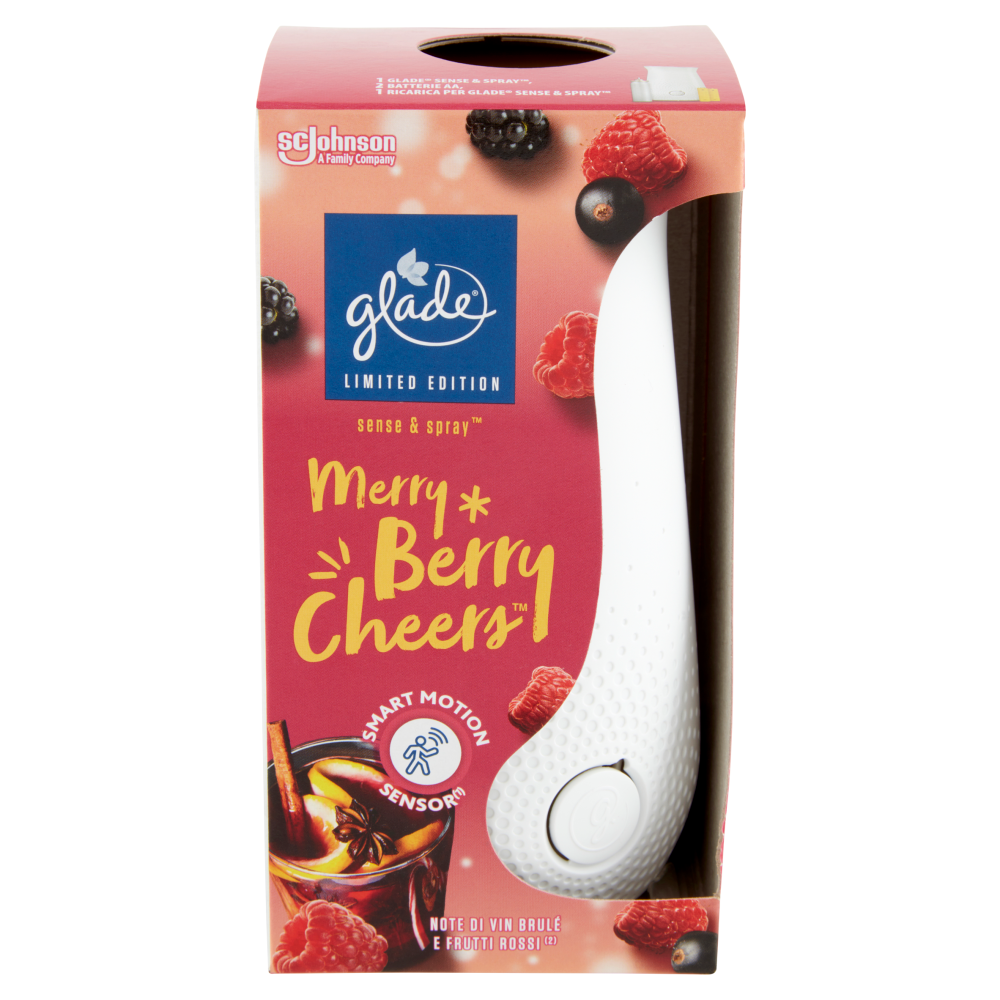 Glade Sense&Spray Profumatore per Ambienti Diffusore con Ricarica, Fragranza Merry Berry Cheers 18ml