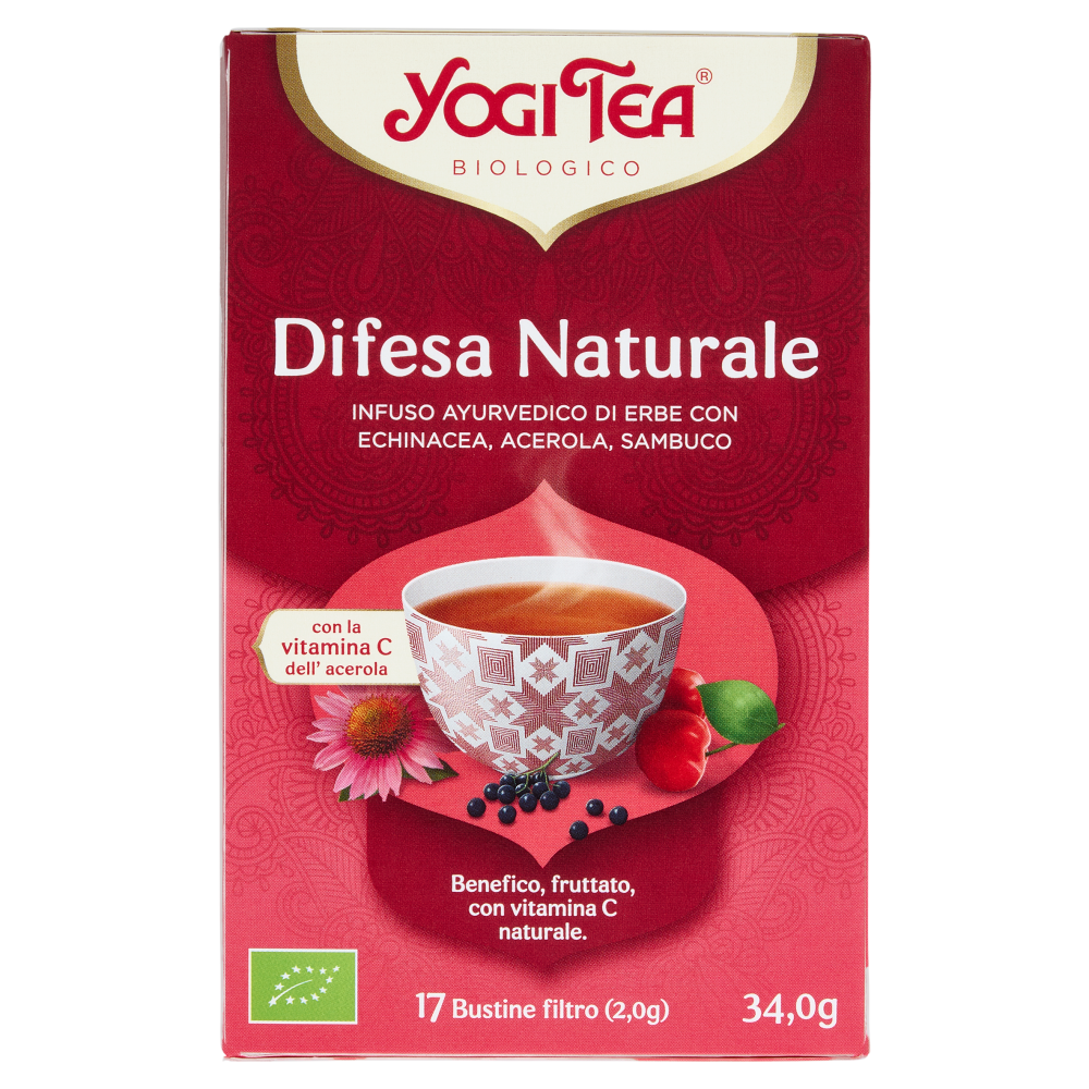 Yogi Tea Difesa Naturale Bio infuso ayurvedico di erbe con echinacea, acerola e sambuco - 34g