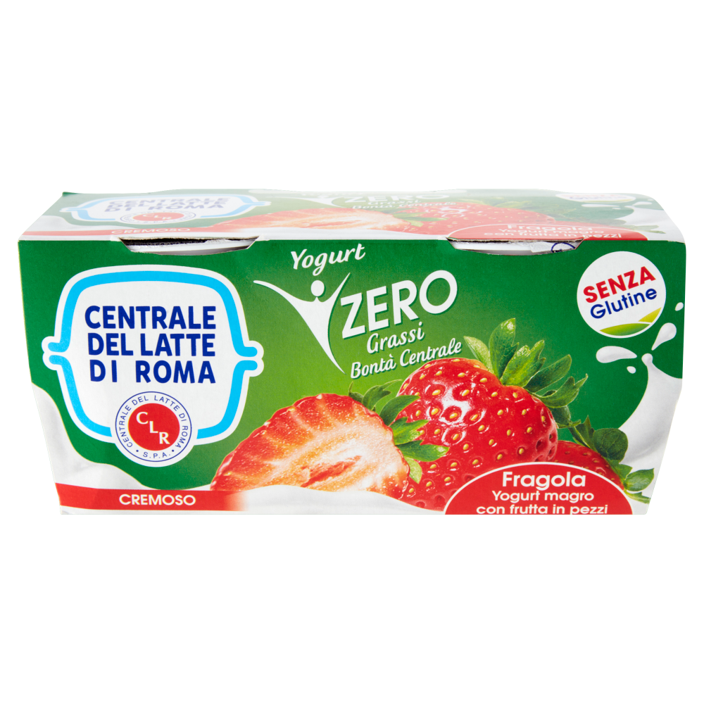 Centrale del Latte di Roma Zero Grassi Fragola Yogurt magro con frutta in pezzi 2 x 125 g