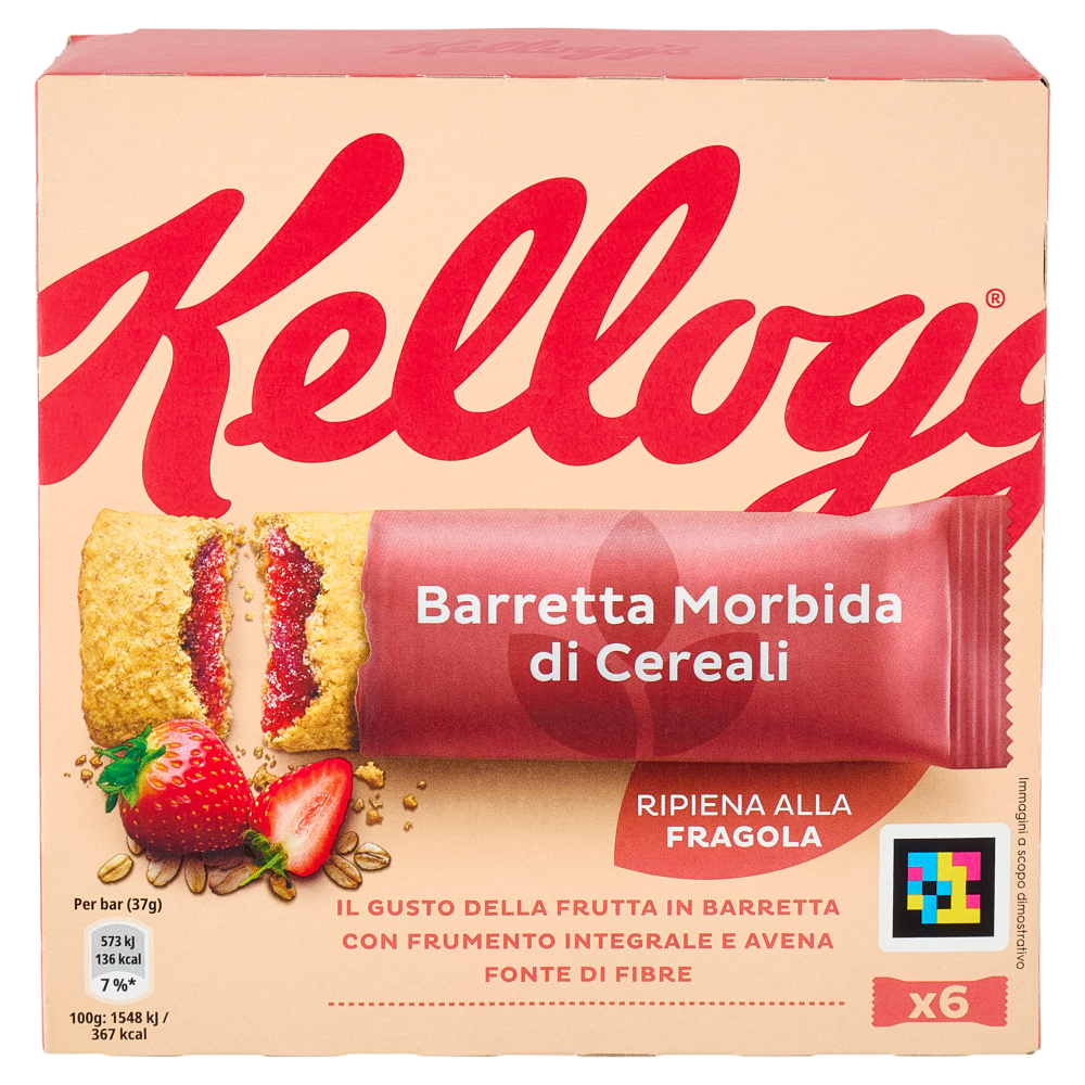 Kellogg's Barretta Morbida di Cereali Ripiena alla Fragola 6 x 37 g