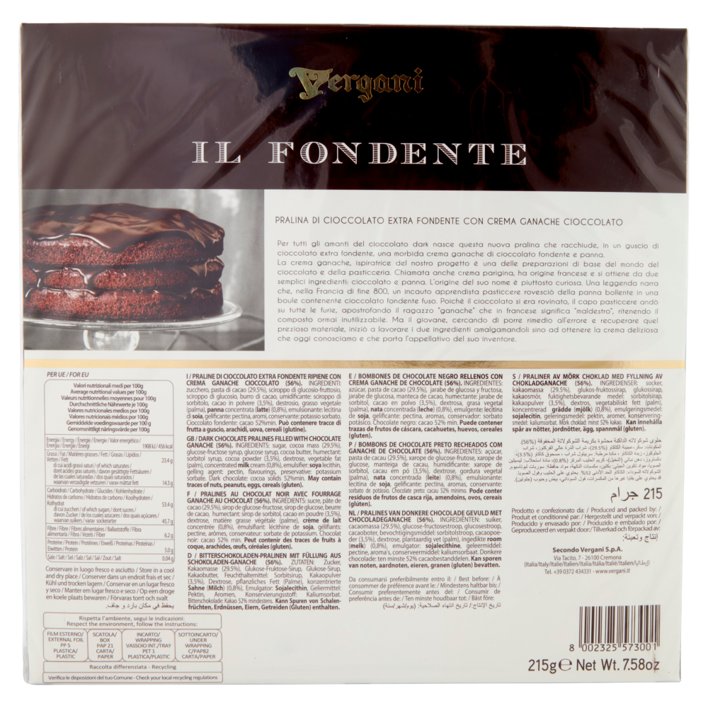 Vergani Le Specialit&agrave; il Fondente 215 g