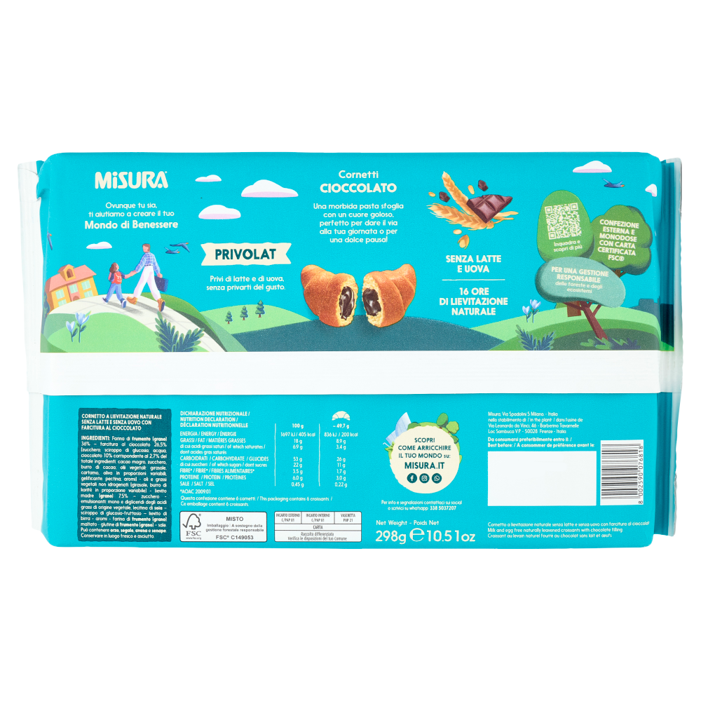 Misura Privolat 6 Cornetti Cioccolato 298 g