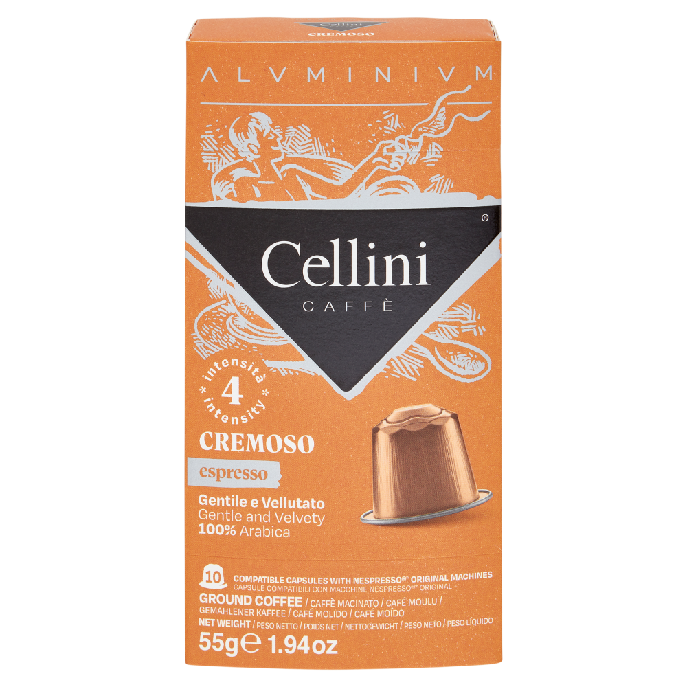 Cellini Caff&egrave; Aluminium Cremoso espresso 10 Capsule Compatibili 55 g