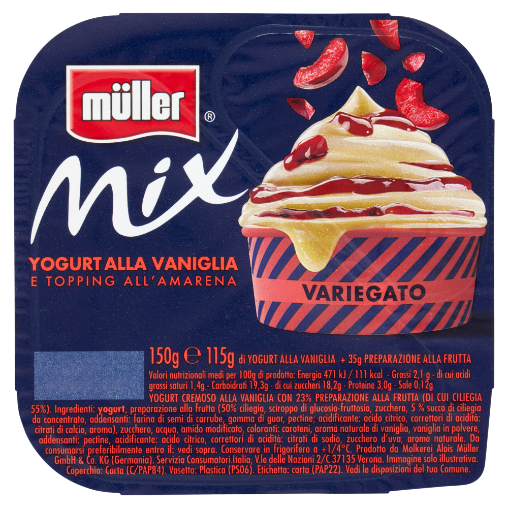 m&uuml;ller Mix Yogurt alla Vaniglia e Topping all'Amarena 150 g