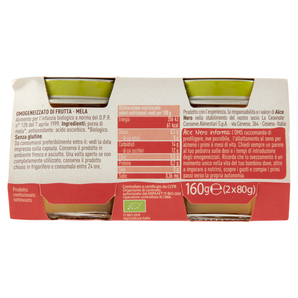 alce nero Omogeneizzato di Mela 2 x 80 g