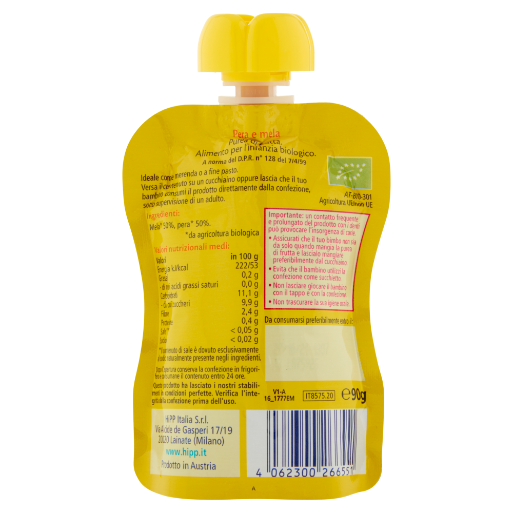 HiPP Biologico Frutta Frullata Pera e mela 90 g
